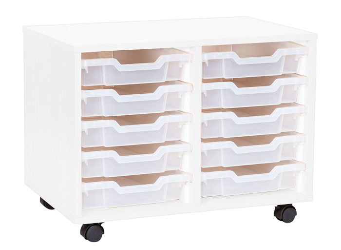 Sturdy Storage - Double Shallow Tray White Column Unit