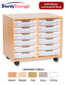 Sturdy Storage Double Column Unit -  12 Shallow Trays