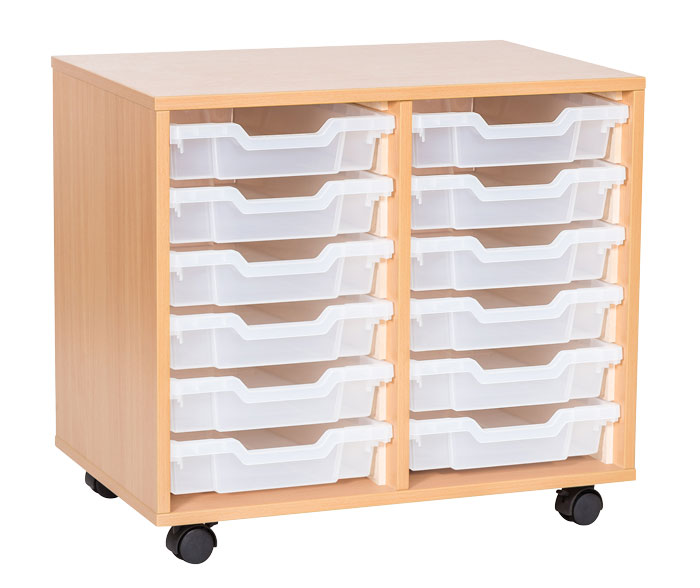 Sturdy Storage Double Column Unit -  12 Shallow Trays