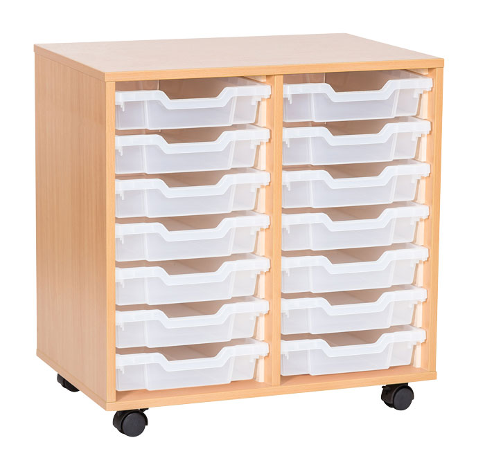 Sturdy Storage Double Column Unit -  14 Shallow Trays