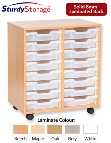 Sturdy Storage Double Column Unit -  16 Shallow Trays