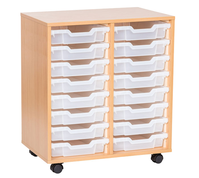 Sturdy Storage Double Column Unit -  16 Shallow Trays