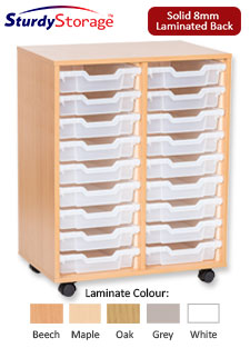 Sturdy Storage Double Column Unit -  18 Shallow Trays