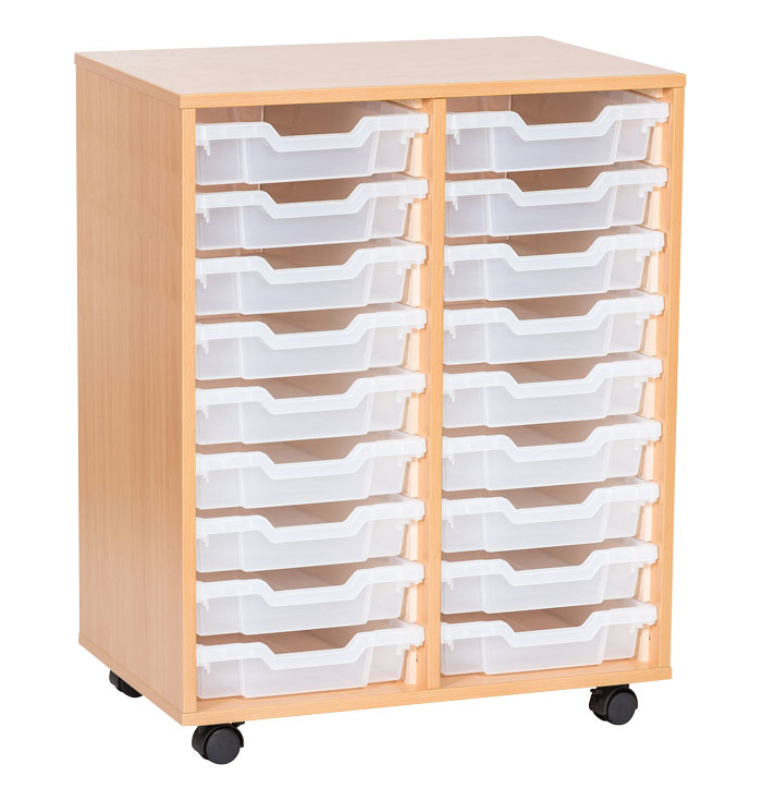 Sturdy Storage Double Column Unit -  18 Shallow Trays