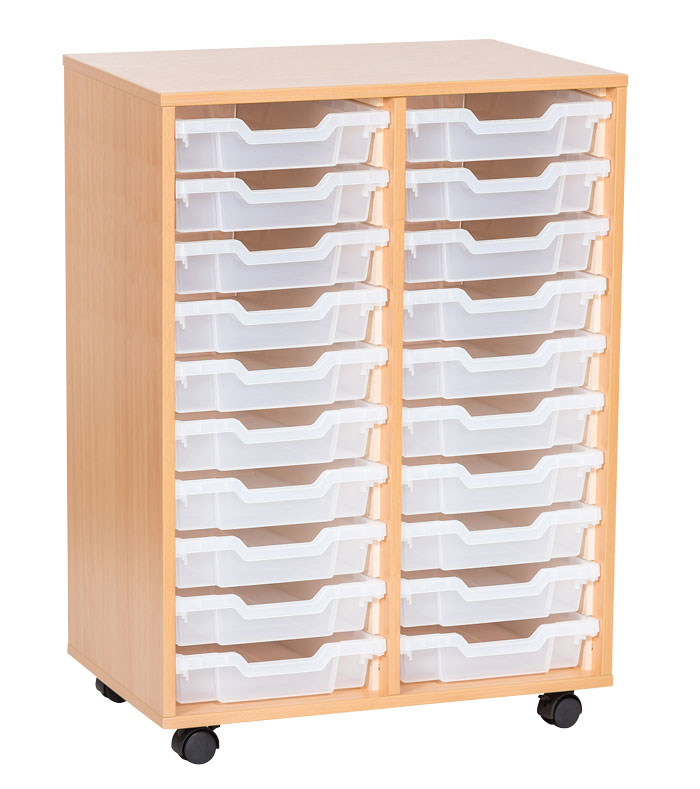 Sturdy Storage Double Column Unit -  20 Shallow Trays