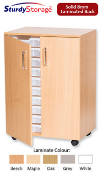 Sturdy Storage Double Column Unit -  20 Shallow Trays with Doors