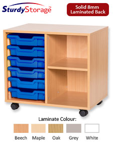 Sturdy Storage Double Column Unit -  6 Trays & 2 Storage Compartments