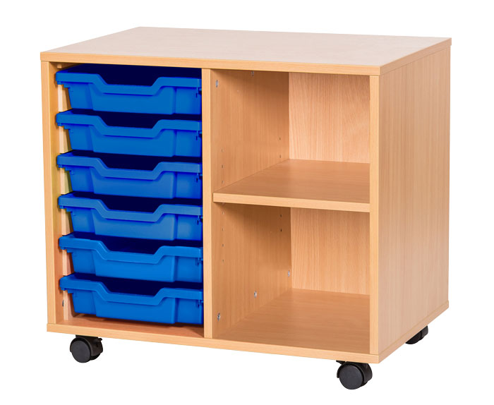 Sturdy Storage Double Column Unit -  6 Trays & 2 Storage Compartments