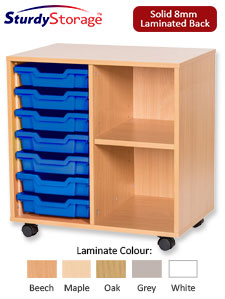 Sturdy Storage Double Column Unit -  7 Trays & 2 Storage Compartments