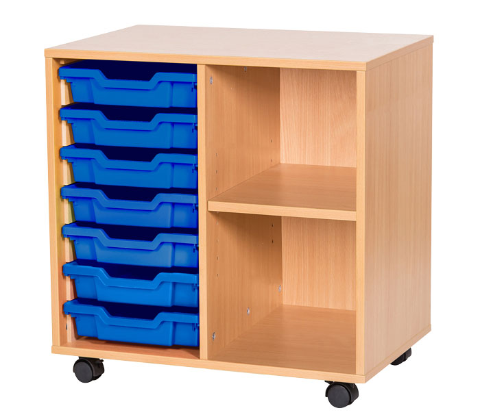 Sturdy Storage Double Column Unit -  7 Trays & 2 Storage Compartments