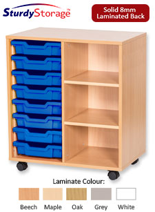 Sturdy Storage Double Column Unit -  8 Trays & 3 Storage Compartments