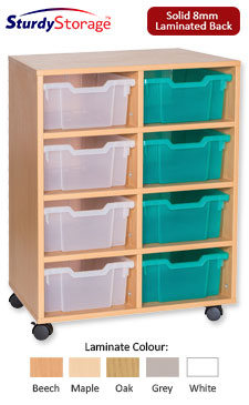 Sturdy Storage - Ready Assembled Cubbyhole Storage with 8 deep Trays (Mobile)