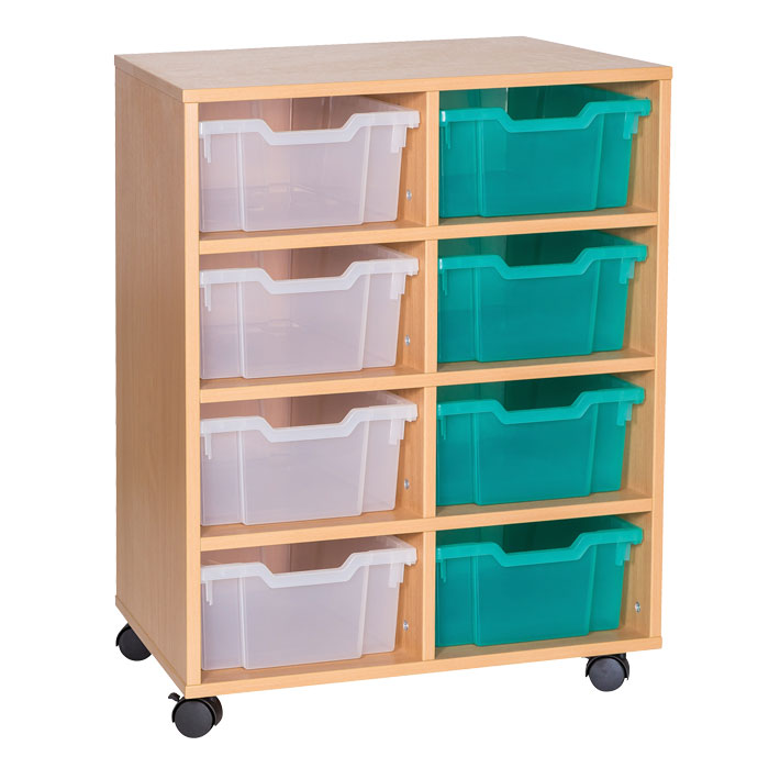 Sturdy Storage - Ready Assembled Cubbyhole Storage with 8 deep Trays (Mobile)