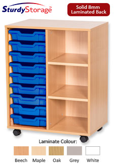 Sturdy Storage Double Column Unit -  9 Trays & 3 Storage Compartments