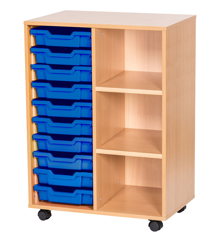 Sturdy Storage Double Column Unit -  10 Trays & 3 Storage Compartments