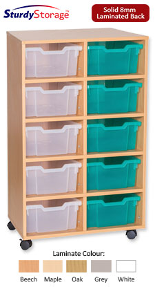 Sturdy Storage - Ready Assembled Cubbyhole Storage with 10 deep Trays (Mobile)