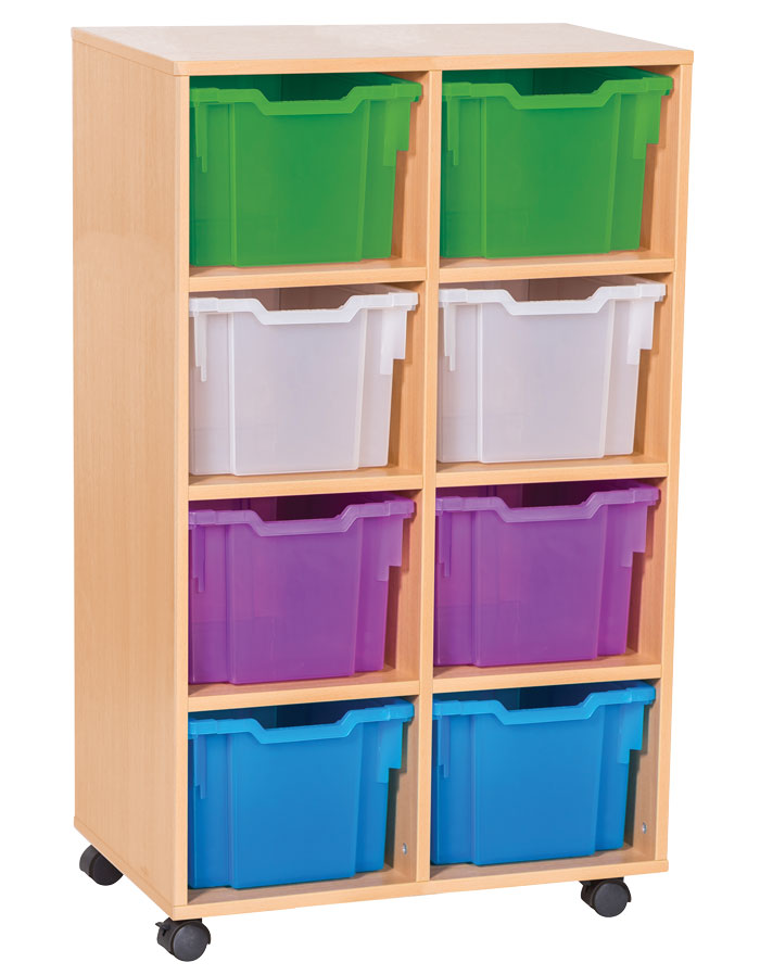 Sturdy Storage Cubbyhole Storage with Extra-Deep Trays - 8 Tray Double Unit