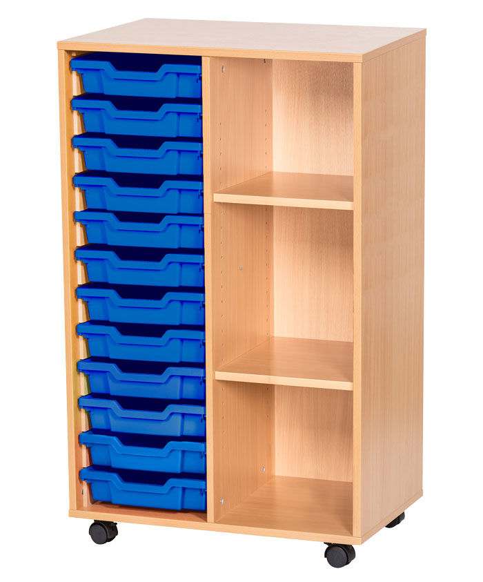 Sturdy Storage Double Column Unit -  12 Trays & 3 Storage Compartments