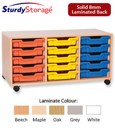 Sturdy Storage Triple Column Unit -  15 Shallow Trays