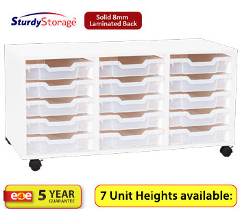 Sturdy Storage - Triple Shallow Tray White Column Unit