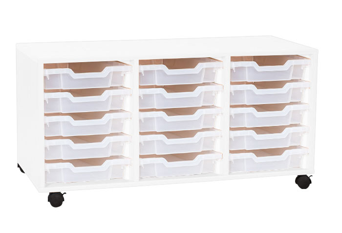 Sturdy Storage - Triple Shallow Tray White Column Unit