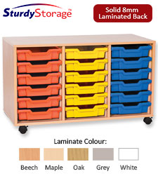 Sturdy Storage Triple Column Unit -  18 Shallow Trays