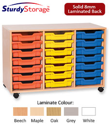 Sturdy Storage Triple Column Unit -  21 Shallow Trays