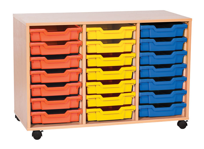 Sturdy Storage Triple Column Unit -  21 Shallow Trays