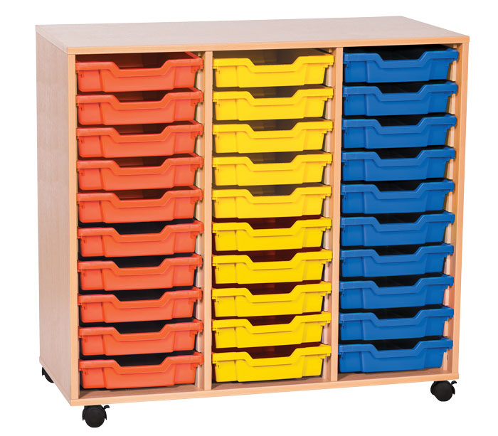 Sturdy Storage Triple Column Unit -  30 Shallow Trays