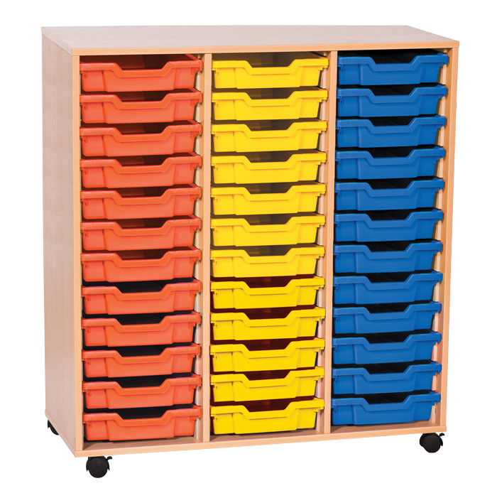 Sturdy Storage Triple Column Unit -  36 Shallow Trays