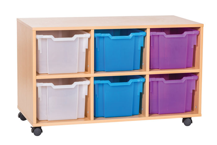 Sturdy Storage Cubbyhole Storage with Extra-Deep Trays - 6 Tray Triple Unit