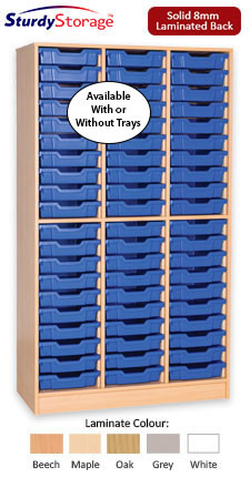 Sturdy Storage Triple Column Unit -  With or Without 60 Shallow Trays (Static)