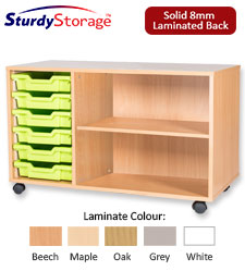 Sturdy Storage Triple Column Unit -  6 Trays & 2 Storage Compartments