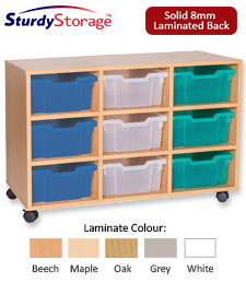 Sturdy Storage - Ready Assembled Cubbyhole Storage with 9 deep Trays (Mobile)