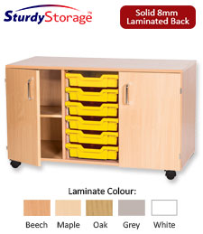 Sturdy Storage Triple Column Unit -  6 Trays & 2 Cupboards