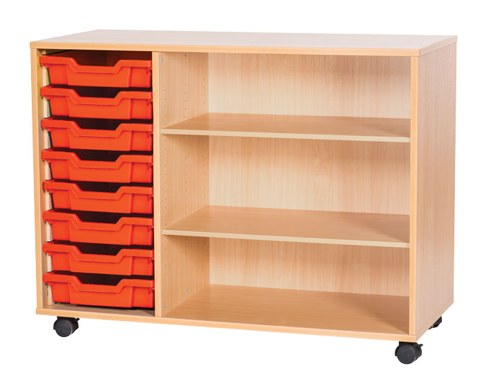 Sturdy Storage Triple Column Unit -  8 Trays & 3 Storage Compartments