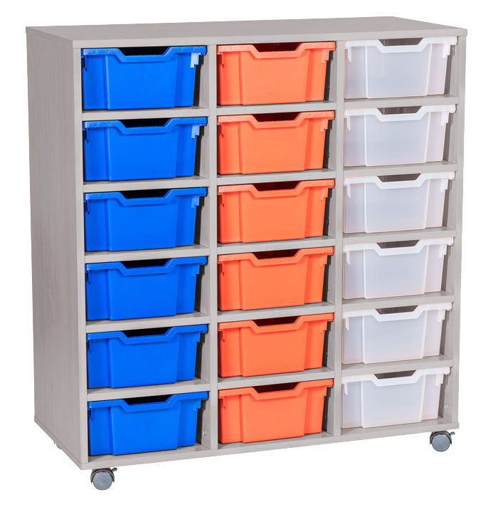 Sturdy Storage - Ready Assembled Grey Cubbyhole Storage With 18 Deep Trays