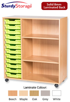 Sturdy Storage Triple Column Unit -  12 Trays & 3 Storage Compartments