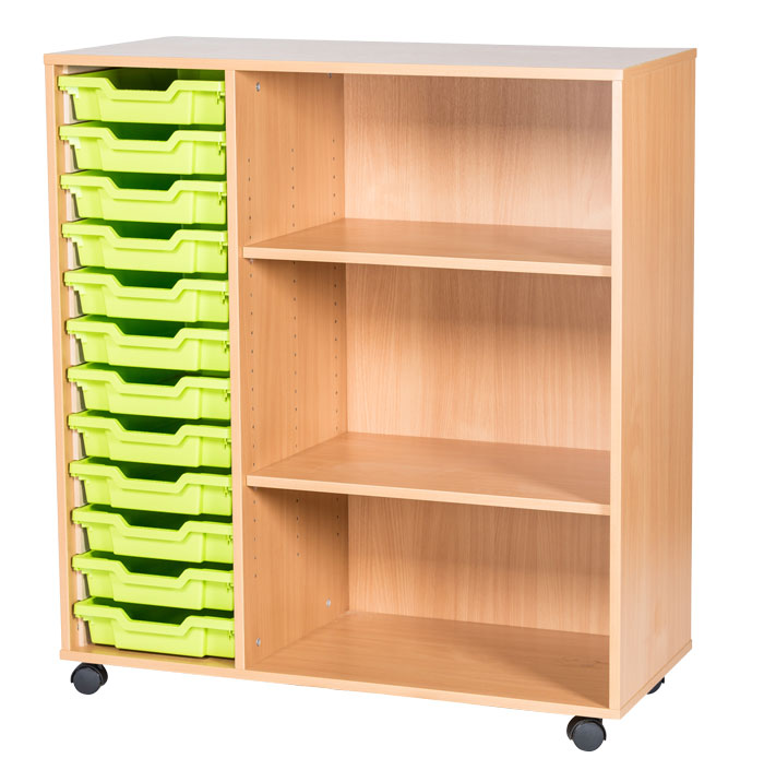 Sturdy Storage Triple Column Unit -  12 Trays & 3 Storage Compartments