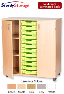 Sturdy Storage Triple Column Unit -  12 Trays & 2 Cupboards