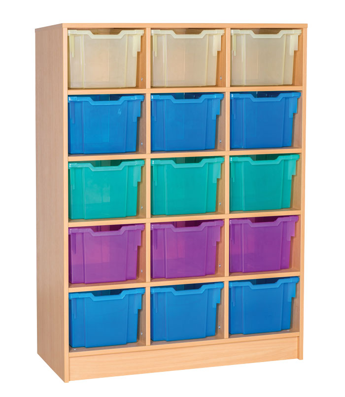 Sturdy Storage Cubbyhole Storage with Extra-Deep Trays - 15 Tray Triple Unit (Static Unit)