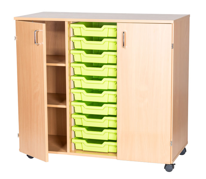 Sturdy Storage Triple Column Unit -  10 Trays & 2 Cupboards