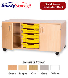 Sturdy Storage Triple Column Unit -  5 Trays & 2 Cupboards