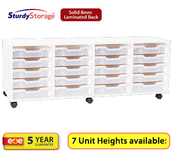 Sturdy Storage - Quad Shallow Tray White Column Unit