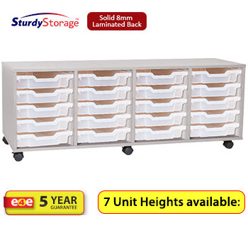 Sturdy Storage - Quad Shallow Tray Grey Column Unit