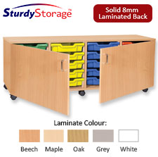 Sturdy Storage Quad Column Unit -  20 Shallow Trays with Doors