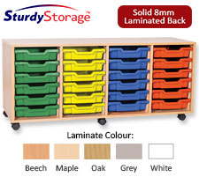 Sturdy Storage Quad Column Unit -  24 Shallow Trays