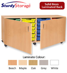 Sturdy Storage Quad Column Unit -  24 Shallow Trays with Doors