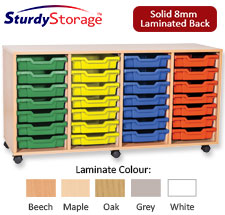 Sturdy Storage Quad Column Unit -  28 Shallow Trays