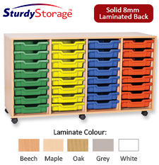 Sturdy Storage Quad Column Unit -  32 Shallow Trays